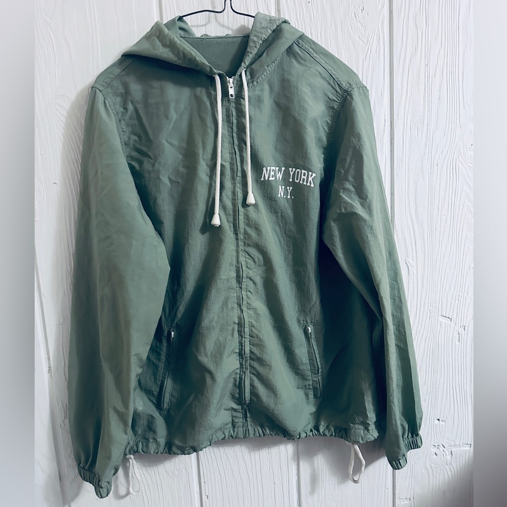 J. Galt New York N.Y. Sage Green Hooded Windbreaker
